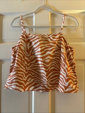 Sanctuary Orange & White Zebra Print Spaghetti Strap Tank